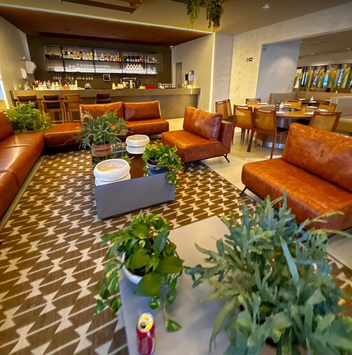 Lounge com sofás e mesa de centro